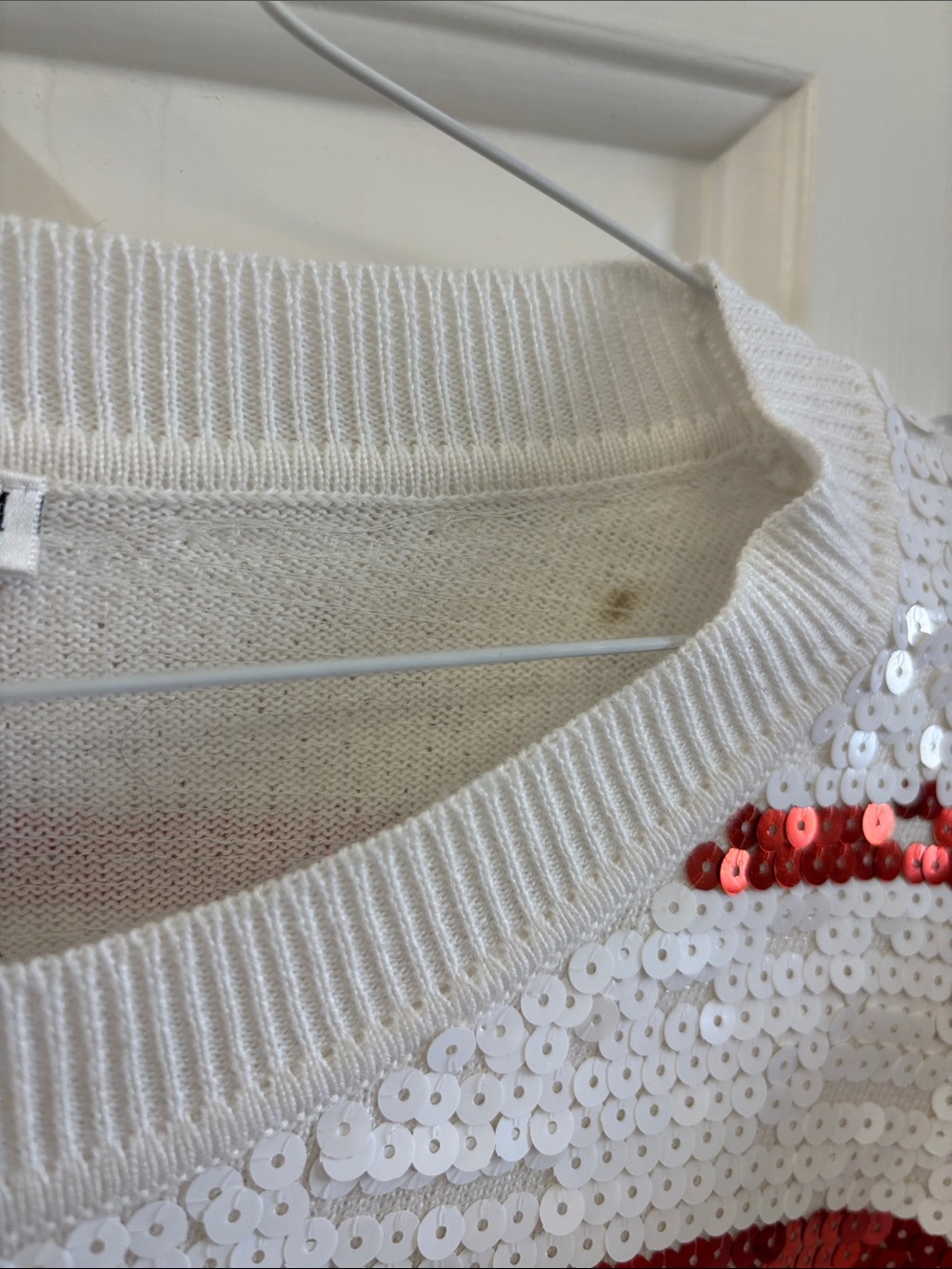 Queen of Sparkles Sequin Tiger Stripe Sweater in White with Rainbow Stripes - Picture 12 of 12